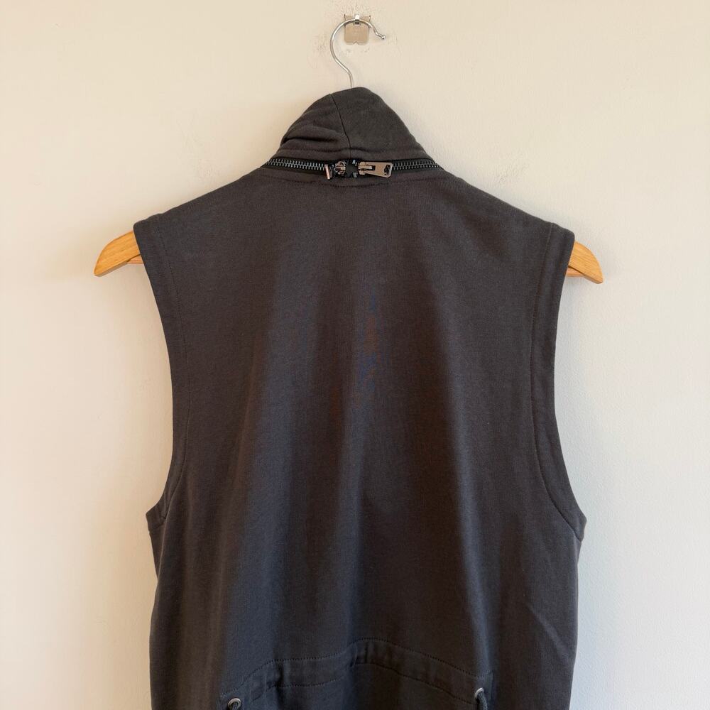AllSaints Fera Sleeveless Waterfall Open Front Sweatshirt Vest Black L - Picture 11 of 11